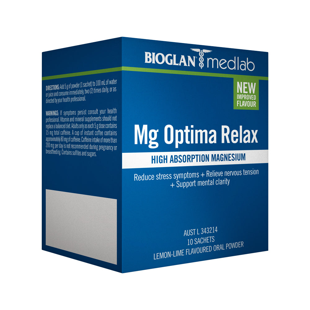 Bioglan Medlab Mg Optima Relax Lemon Lime Sachet 5g x 10 Pk