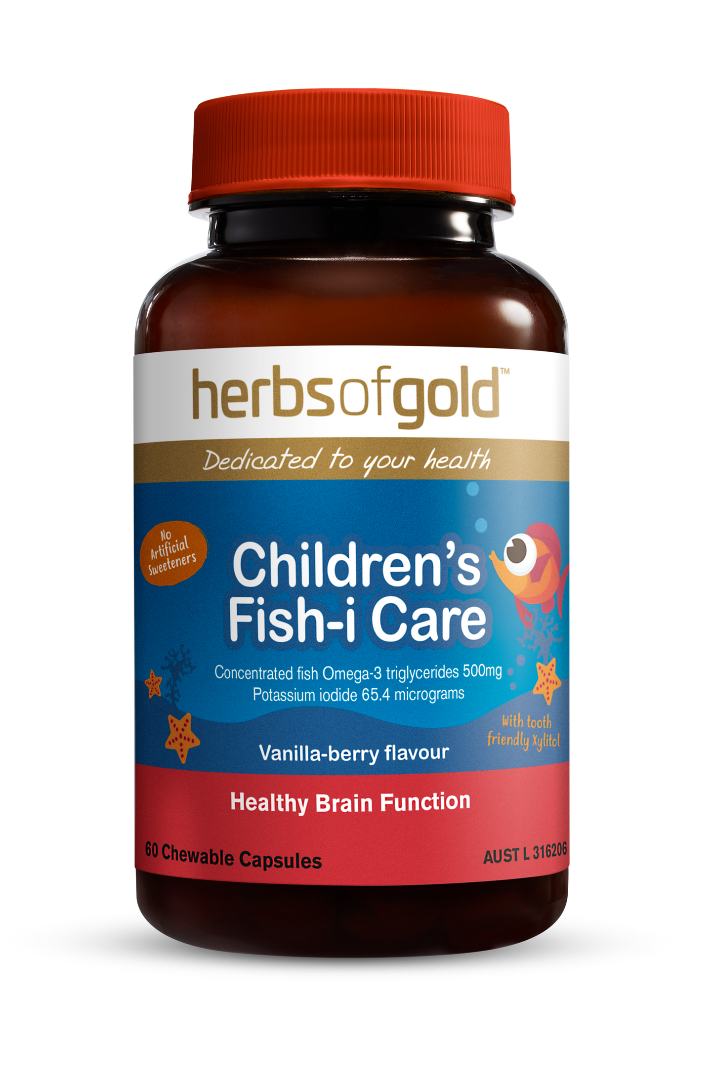 Herbs Of Gold Children's Fish-i Care 60 Chewable Capsules