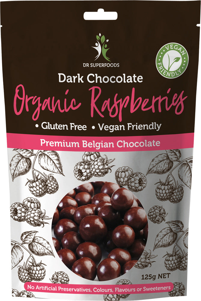Raspberries Organic Dark Chocolate 125g