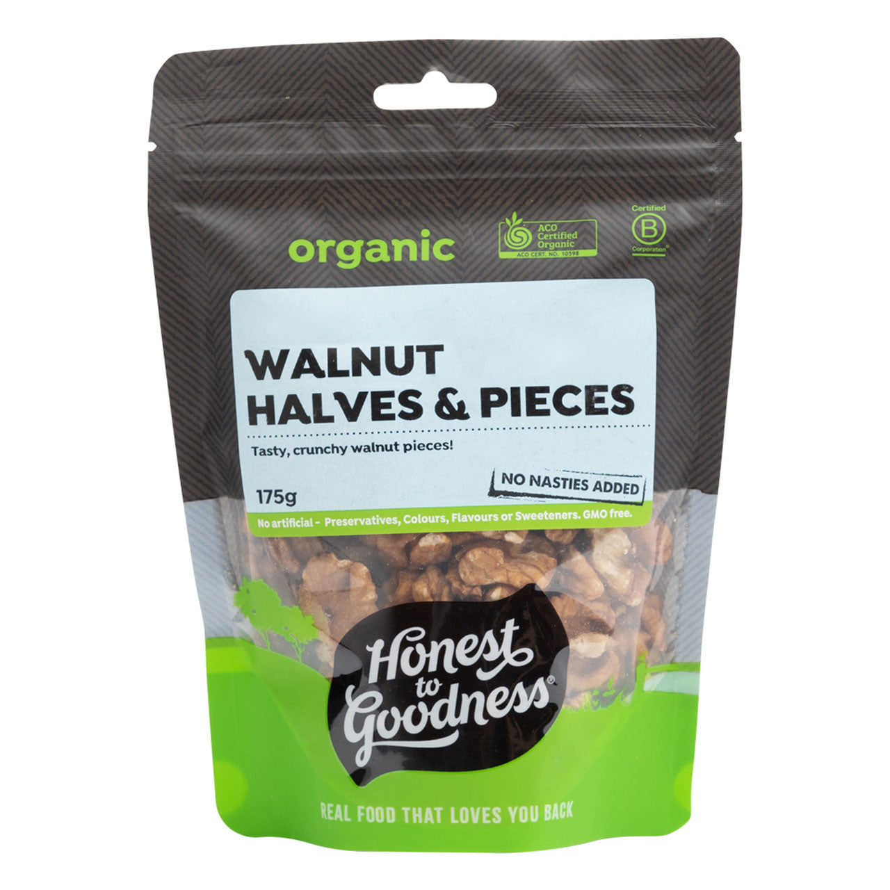 Honest To goodness Organic Walnuts Premium Halves And Pieces 175g