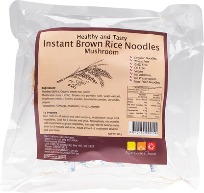 NUTRITIONIST CHOICE Instant Brown Rice Noodles Mushroom 60g