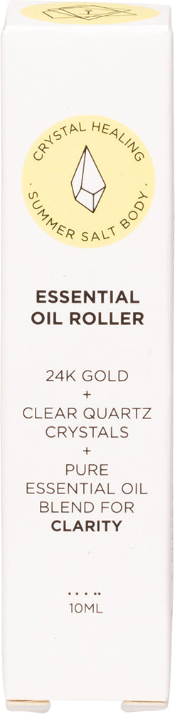 SUMMER SALT BODY Essential Oil Roller 24K Gold Clarity Clear Quartz 10ml