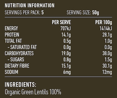 Lentils Green Organic 250g